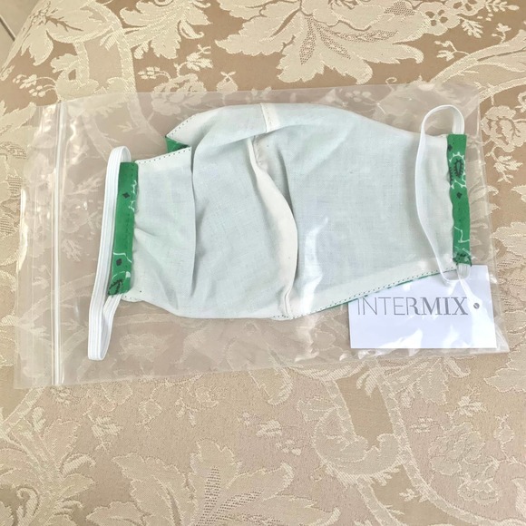 3/$15 Intermix Re/Done Upcycled Bandana Mask in Green - Picture 3 of 4